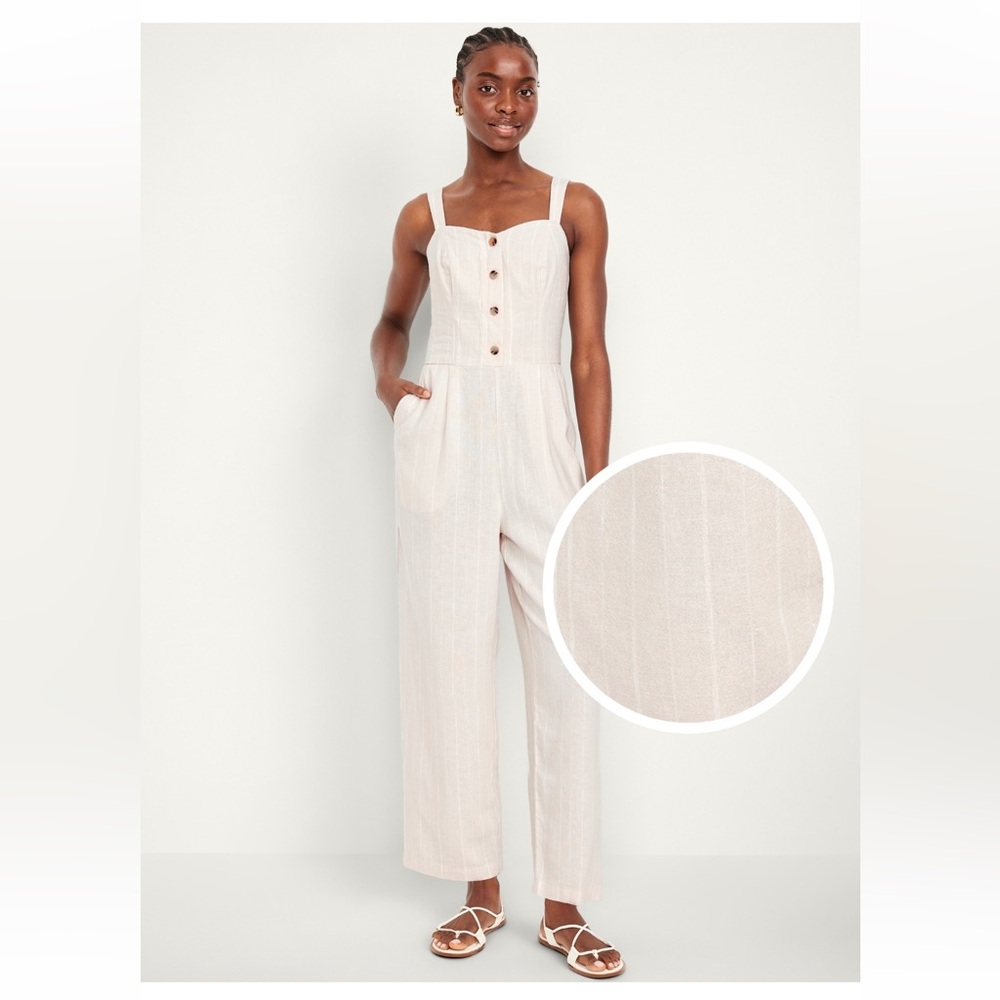 Old Navy Button-Front Linen-Blend Cami Jumpsuit (NWT) - Picture 11 of 11